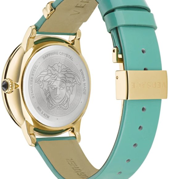 New! Versace Medusa Women\'s 38mm Turquoise Watch W/ Box!